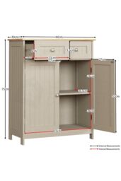 Home Discount Bath Vida Priano 2 Drawer 2 Door Freestanding Cabinet Unit Storage Bathroom Furniture 750 x 600 x 300 mm in Grey - thumbnail 2