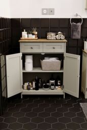 Home Discount Bath Vida Priano 2 Drawer 2 Door Freestanding Cabinet Unit Storage Bathroom Furniture 750 x 600 x 300 mm in Grey - thumbnail 4
