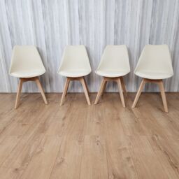 KOSY KOALA Set of 4 Cream Dining Chairs PU Leather with Soft Padded Seat for Dining Room