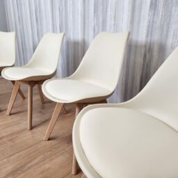 KOSY KOALA Set of 4 Cream Dining Chairs PU Leather with Soft Padded Seat for Dining Room - thumbnail 3