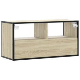 Berkfield Home TV Cabinet Sonoma Oak 80x31x39.5 cm Engineered Wood & Metal in Brown - thumbnail 6