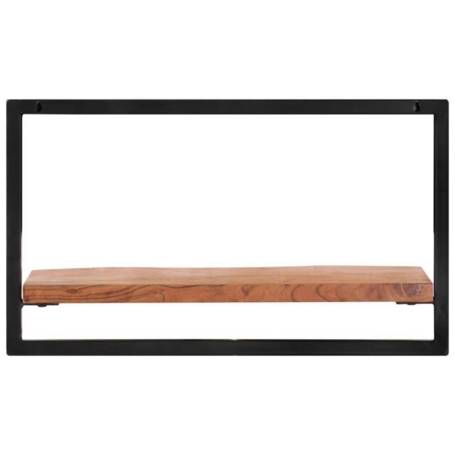 Berkfield Home Wall Shelves 2 pcs 60x25x35 cm Solid Wood Acacia & Steel in Brown - Size: 60 x 25 x 35 cm - image 1