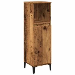 Berkfield Home Bathroom Cabinet Old Wood 30x30x100 cm Engineered Wood in Brown - Size: 30 x 30 x 100 cm - thumbnail 2