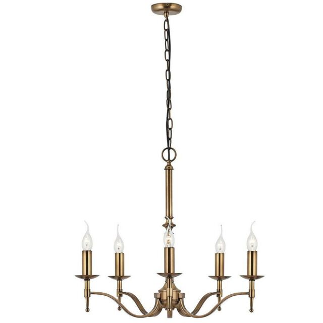Loops Avery Ceiling Pendant Chandelier Light 5 Lamp Antique Brass Curved Candelabra in Metallics - image 1