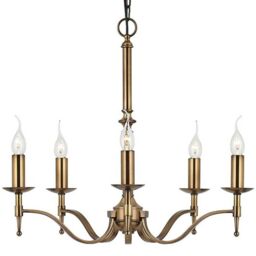 Loops Avery Ceiling Pendant Chandelier Light 5 Lamp Antique Brass Curved Candelabra in Metallics - thumbnail 3