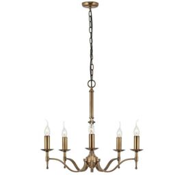 Loops Avery Ceiling Pendant Chandelier Light 5 Lamp Antique Brass Curved Candelabra in Metallics