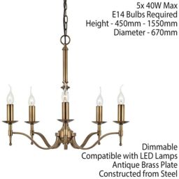 Loops Avery Ceiling Pendant Chandelier Light 5 Lamp Antique Brass Curved Candelabra in Metallics - thumbnail 2