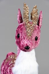 Shatchi 52cm Burgundy Reindeer - Christmas Figurine in Pink - thumbnail 3