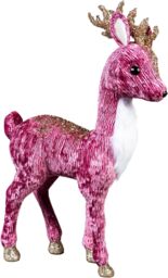 Shatchi 52cm Burgundy Reindeer - Christmas Figurine in Pink