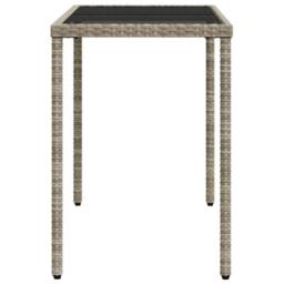 Berkfield Home Garden Table with Glass Top Light Grey 115x54x74 cm Poly Rattan - Size: 115 x 54 x 74 cm - thumbnail 5