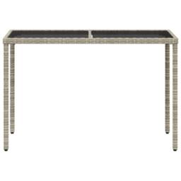 Berkfield Home Garden Table with Glass Top Light Grey 115x54x74 cm Poly Rattan - Size: 115 x 54 x 74 cm - thumbnail 4