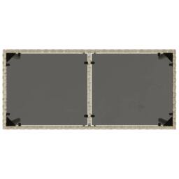 Berkfield Home Garden Table with Glass Top Light Grey 115x54x74 cm Poly Rattan - Size: 115 x 54 x 74 cm - thumbnail 7