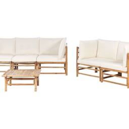Wyld and Coco Modular 3-Seater Sofa - Natural Bamboo Off-White Cushions in Brown - thumbnail 2