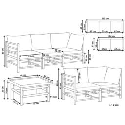 Wyld and Coco Modular 3-Seater Sofa - Natural Bamboo Off-White Cushions in Brown - thumbnail 4