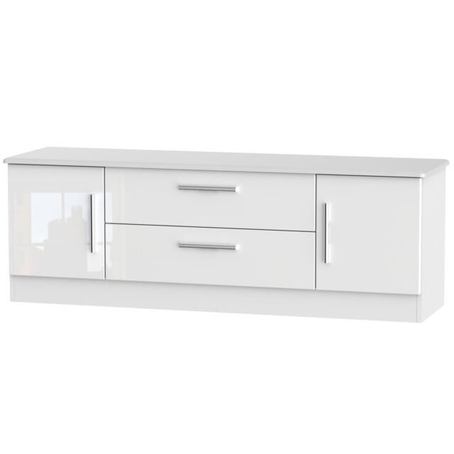 Ready Assembled 2 U Harrow 2 Door 2 Drawer Superwide TV Unit (Ready Assembled) in White - image 1