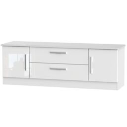 Ready Assembled 2 U Harrow 2 Door 2 Drawer Superwide TV Unit (Ready Assembled) in White - thumbnail 1