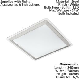 Loops 2 PACK Wall Flush Ceiling Light Colour White Shade White Silver Plastic LED 24W - thumbnail 2