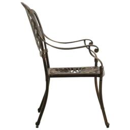 Berkfield Home 3 Piece Bistro Set Cast Aluminium Bronze in Brown - thumbnail 6