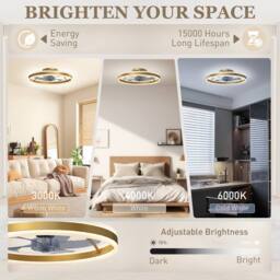 HOMCOM Ceiling Fan with Light & Remote, 3 Colour Temperatures, 50cm in Gold - thumbnail 5