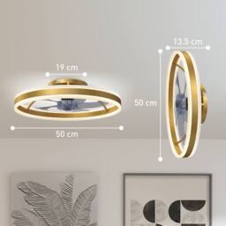HOMCOM Ceiling Fan with Light & Remote, 3 Colour Temperatures, 50cm in Gold - thumbnail 3