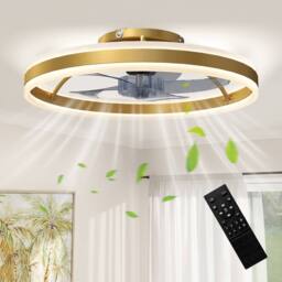 HOMCOM Ceiling Fan with Light & Remote, 3 Colour Temperatures, 50cm in Gold - thumbnail 2