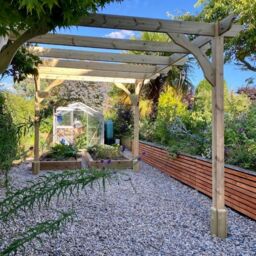 Rutland County Garden Furniture Ltd Premium Pergola - Wood - L360 x W480 x H270 cm - Rustic Brown in Light Green - thumbnail 3