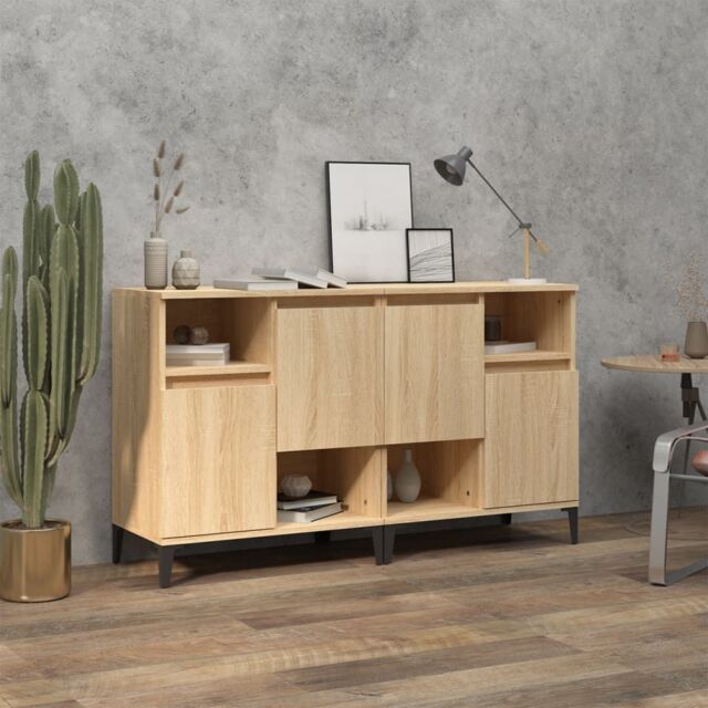 Berkfield Home Sideboards 2 pcs Sonoma Oak 60x35x70 cm Engineered Wood in Brown - Size: 60 x 35 x 70 cm - image 1