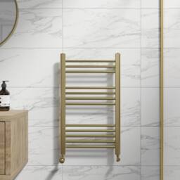 FORGEVIO Heated Towel Rail Brushed Brass in Gold - Size: 180 cm width x 180 cm drop - thumbnail 4