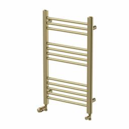 FORGEVIO Heated Towel Rail Brushed Brass in Gold - Size: 180 cm width x 180 cm drop - thumbnail 1