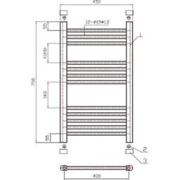 FORGEVIO Heated Towel Rail Brushed Brass in Gold - Size: 180 cm width x 180 cm drop - thumbnail 2