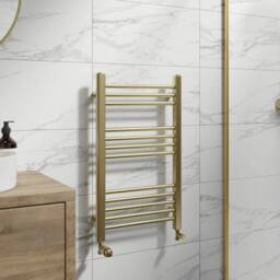 FORGEVIO Heated Towel Rail Brushed Brass in Gold - Size: 180 cm width x 180 cm drop - thumbnail 3