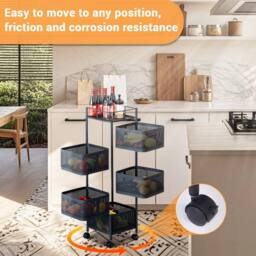 VOGREX 5 Tier Kitchen Rotating Storage Trolley Utility Vegetable in Black - thumbnail 6