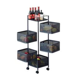 VOGREX 5 Tier Kitchen Rotating Storage Trolley Utility Vegetable in Black - thumbnail 4