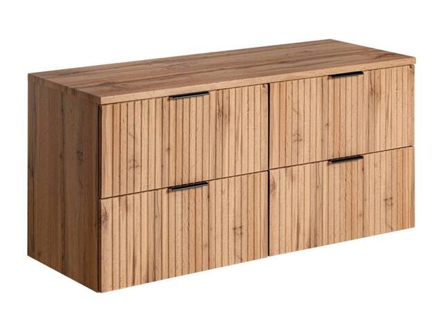 Vente-unique Wall-Mounted Ribbed Vanity Unit With Top - Light Natural Colour - L120 in Light Oak - image 1