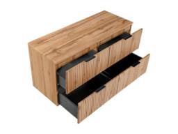 Vente-unique Wall-Mounted Ribbed Vanity Unit With Top - Light Natural Colour - L120 in Light Oak - thumbnail 6