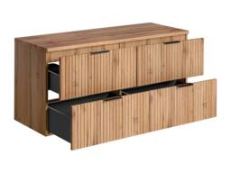 Vente-unique Wall-Mounted Ribbed Vanity Unit With Top - Light Natural Colour - L120 in Light Oak - thumbnail 5