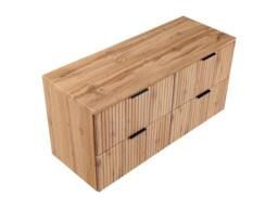 Vente-unique Wall-Mounted Ribbed Vanity Unit With Top - Light Natural Colour - L120 in Light Oak - thumbnail 7