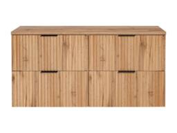 Vente-unique Wall-Mounted Ribbed Vanity Unit With Top - Light Natural Colour - L120 in Light Oak - thumbnail 3