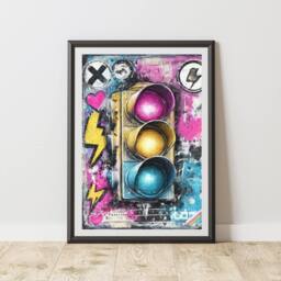 60 SECOND MAKEOVER Traffic Lights Graffiti Print Urban Street Art Poster Junk Journal - Size: A4 - thumbnail 1