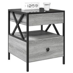 Berkfield Home Bedside Table with Infinity LED Grey Sonoma 40x40x51 cm - Size: 40 x 40 x 51 cm - thumbnail 5