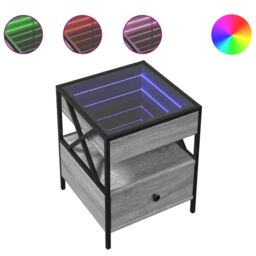 Berkfield Home Bedside Table with Infinity LED Grey Sonoma 40x40x51 cm - Size: 40 x 40 x 51 cm - thumbnail 2