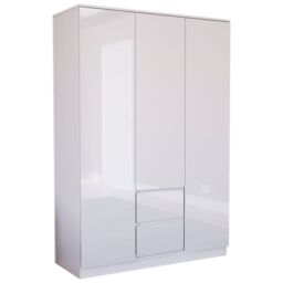 Home Discount Vida Designs Glinton 3 Door 2 Drawer High Gloss Wardrobe Storage Bedroom Furniture in White - thumbnail 8
