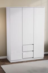 Home Discount Vida Designs Glinton 3 Door 2 Drawer High Gloss Wardrobe Storage Bedroom Furniture in White