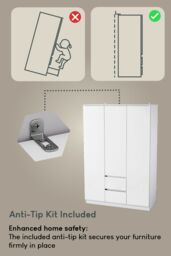 Home Discount Vida Designs Glinton 3 Door 2 Drawer High Gloss Wardrobe Storage Bedroom Furniture in White - thumbnail 7