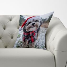 Warren Reed - Designer Christmas Lhasa Apso Cushion in Grey - Size: 60 cm x 60 cm - thumbnail 3