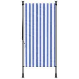 Berkfield Home Outdoor Roller Blind Blue & White 100x270 cm Fabric&Steel - thumbnail 3
