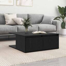 Berkfield Home Coffee Table Black oak 80 x 80 x 31 cm Engineered wood - thumbnail 2
