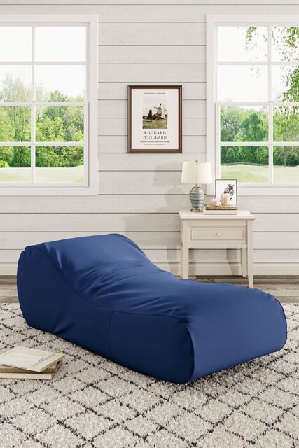 Living and Home Dense Filling Comfy Lounger for Living Room in Navy - Size: Large - image 1