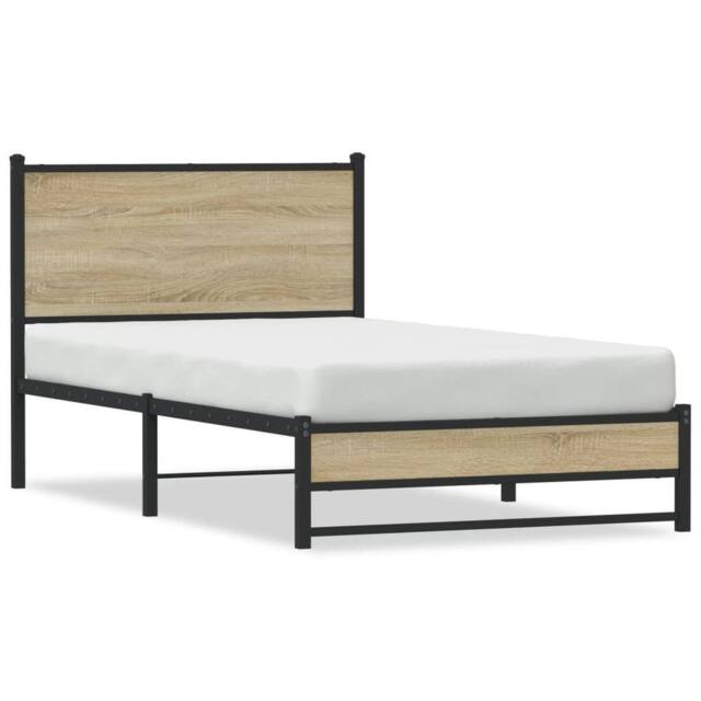 Berkfield Home Metal Bed Frame without Mattress Sonoma Oak 100x200 cm in Brown - image 1