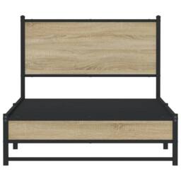 Berkfield Home Metal Bed Frame without Mattress Sonoma Oak 100x200 cm in Brown - thumbnail 5